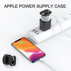 Black silicone case for Apple USB-C charger. Features a top wrap design to organize the charging cable.
