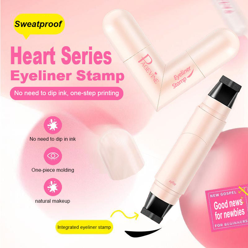 Rose-gold, dual-ended eyeliner stamp pen for precise, sweatproof, one-step application. Ideal for makeup beginners.