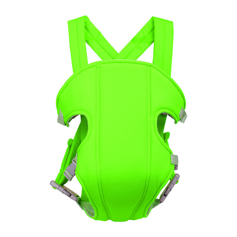 Bright neon green breathable baby sling carrier with adjustable shoulder straps and side buckle fasteners.