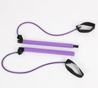 Purple chest expander bars with resistance bands and black nylon foot loops on a white background.