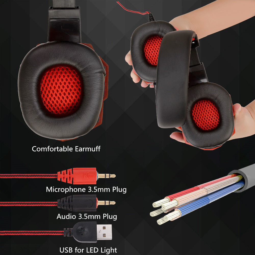 Digitaldistribution375 headphones: black and red over-ear headset with mesh cushions, 3.5mm audio jacks, and USB plug.