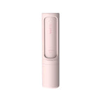 Light pink, cylindrical, self-cleaning lint roller for pet hair with "CLEAN" and "remove" labels on the casing.