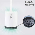 White plastic toilet brush with a fast-drying stand and gray silicone interior insert.