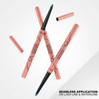 Rose gold Phofay waterproof eyeliner pens with colorful tips, featuring long-lasting, sweatproof, seamless application.