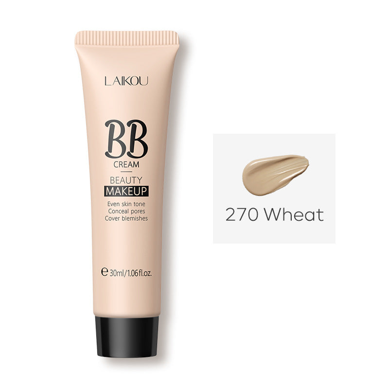 LAIKOU 30ml BB cream tube in shade 270 Wheat, shown with a cream swatch, for even skin tone and pore concealment.