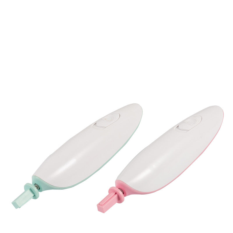 Two Digitaldistribution375 electric makeup brush cleaners with white bodies and pastel green or pink accents.