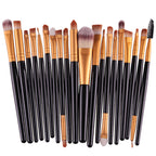 A set of Digitaldistribution375 makeup brushes with black handles, gold ferrules, and soft, multi-textured bristles.