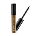 Novo brown brow gel tube with a black cap and applicator brush, presented against a plain white background.