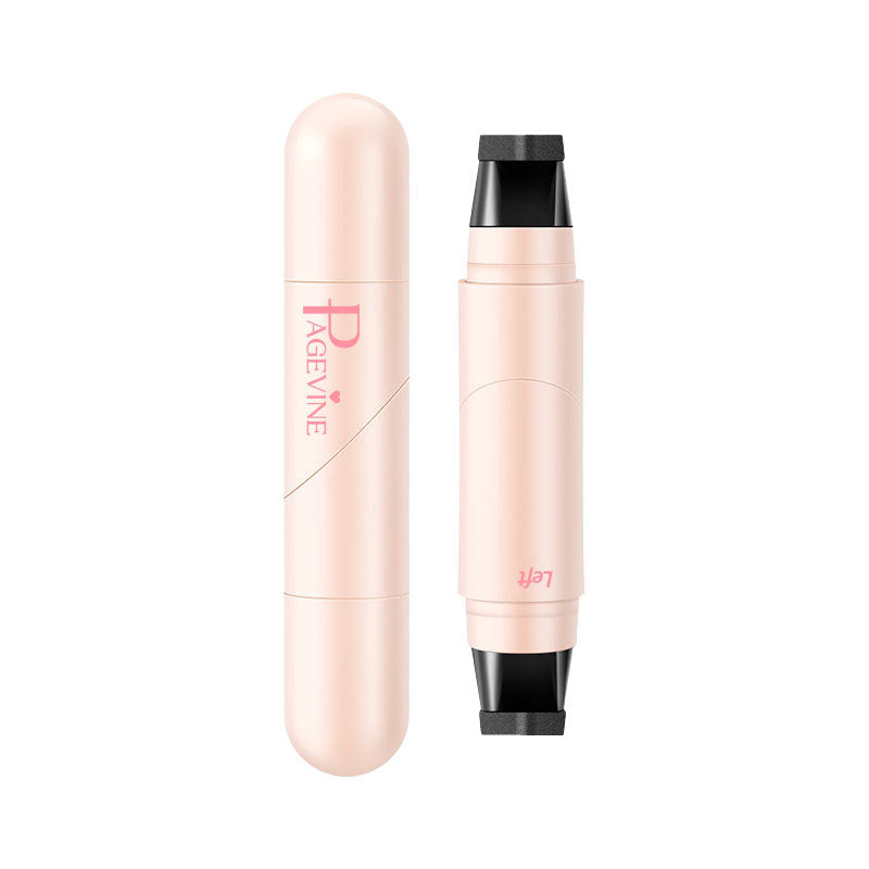 A light pink double-ended eyeliner stamp pen by Pagevine with black wing-shaped foam applicators.