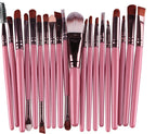 Digitaldistribution375 makeup set: 18 brushes with pastel pink wooden handles and metallic copper ferrules.