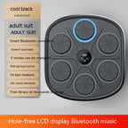 Black wall-mounted music boxing machine with six circular targets, LED display, and Bluetooth connectivity.