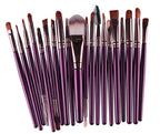 Digitaldistribution375 set of 20 purple makeup brushes with metallic handles, soft bristles, and varied tip shapes.