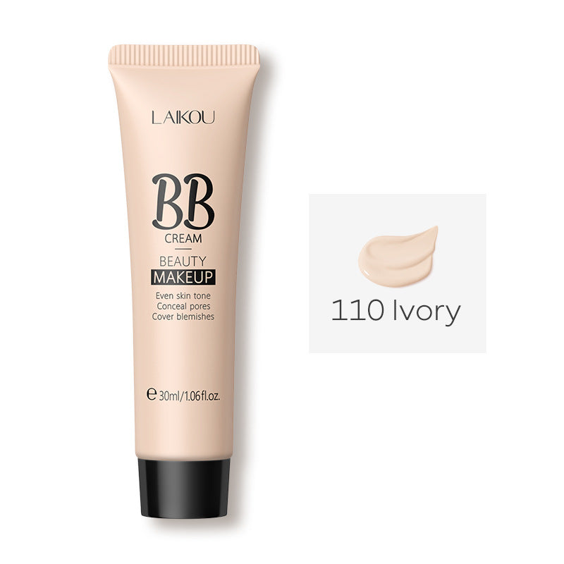 Laikou BB cream tube (30ml) in Ivory, featuring a beige squeeze tube and a swatch of light-colored cream.