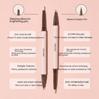 White double-ended makeup pen with brightening and shadow tips. Features a waterproof, smudge-proof formula.