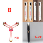 Pink foldable eyebrow stencil, white multi-use brow pens, and a sleek black electric eyebrow trimmer.