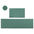 Two green, rectangular kitchen mats with a textured, waterproof surface and non-slip backing. Detail view included.