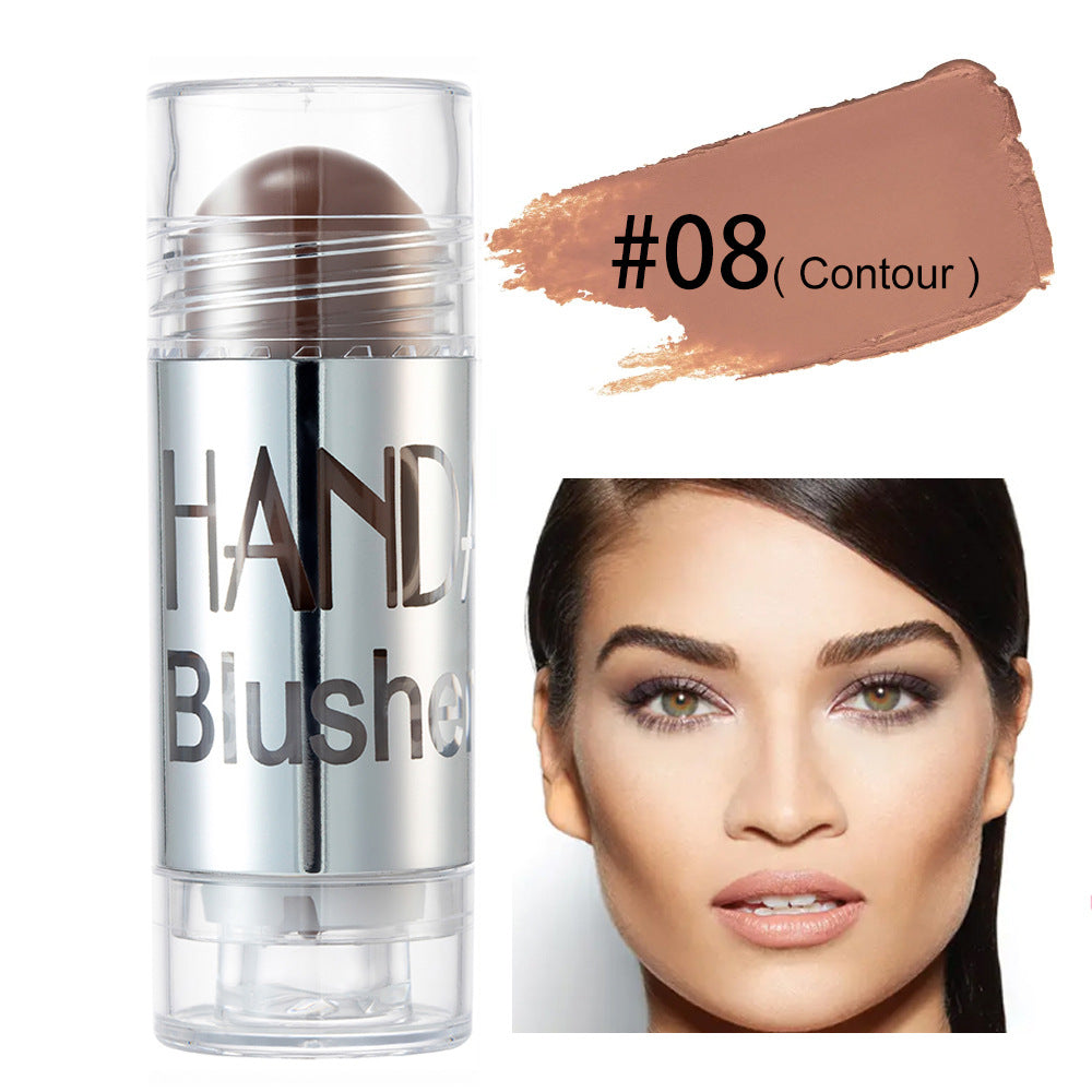 Digitaldistribution375 #08 contour cream stick in a clear tube, featuring a brown shade swatch and a model illustration.
