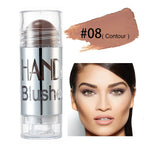Digitaldistribution375 #08 contour cream stick in a clear tube, featuring a brown shade swatch and a model illustration.