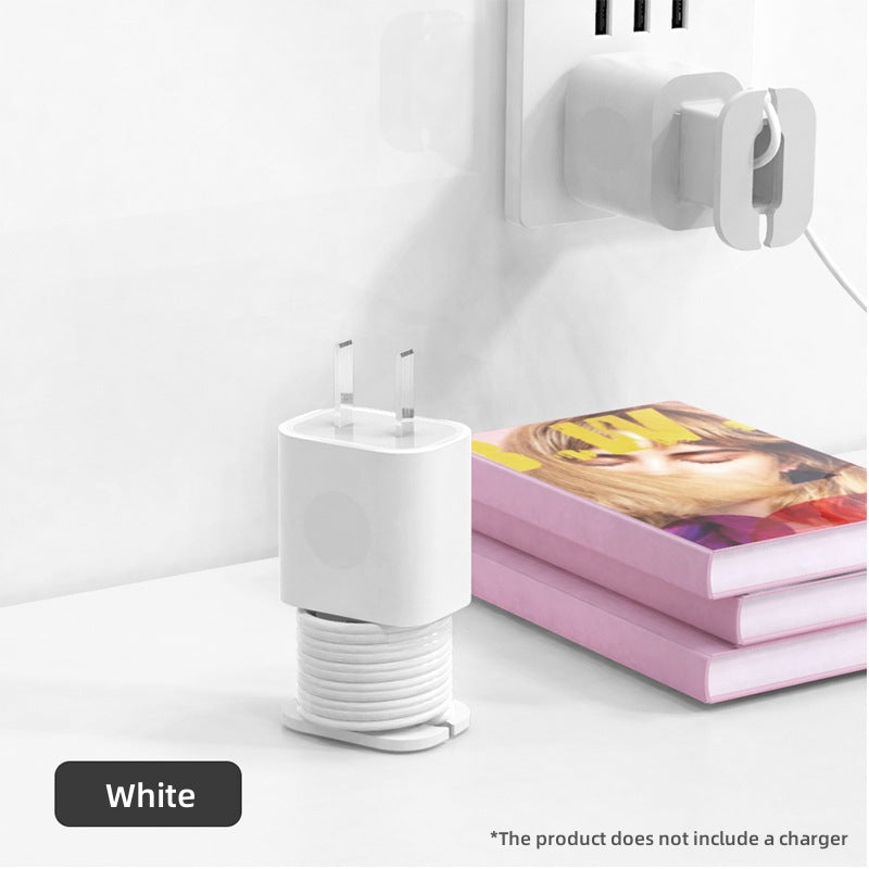 White silicone protective case for Apple 20W charger, designed to organize and wrap the data cable neatly.