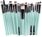 Digitaldistribution375 set of makeup brushes with mint green handles, black ferrules, and soft synthetic bristles.