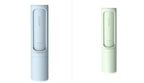 Two portable, self-cleaning lint rollers in light blue and mint green, featuring "CLEAN" and "remove" text labels.