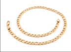 Gold-tone Figaro hip hop chain necklace featuring a classic link pattern and a secure lobster clasp closure.