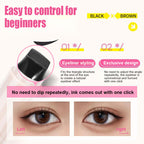 Digitaldistribution375 eyeliner stamp pen with dual-sided black triangular stamp for precise, symmetrical application.