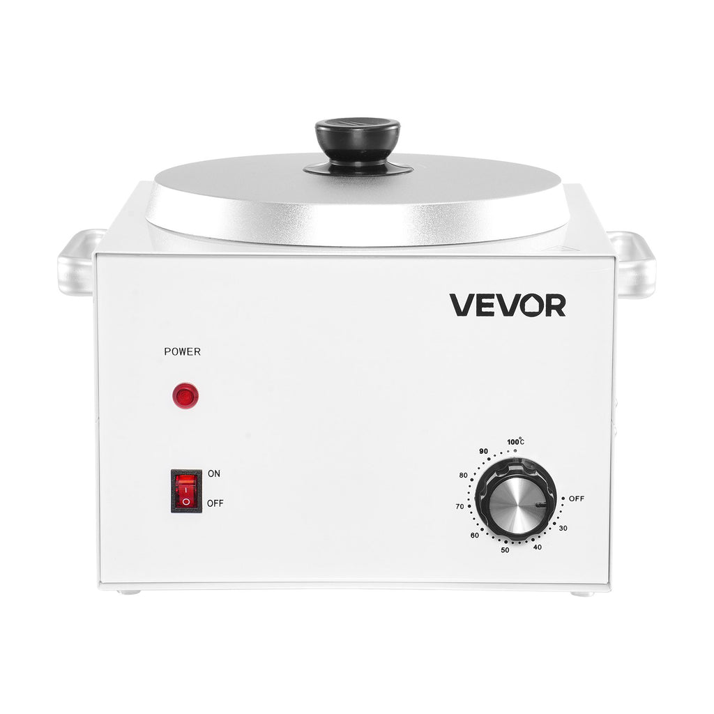 White 3000ml professional wax warmer with metal lid, power switch, and temperature control dial on a metal body.