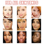Collage showing nine women with diverse skin tones, emphasizing the universal application of EELHOE BB cream.