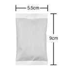 A rectangular, white, fabric hand warmer pouch measuring 5.5cm wide by 9cm tall against a white background.