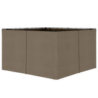 Brown 9.8'x11.8' gazebo sidewall set with fabric panels, black metal hanging hooks, and C-rings against a white background.