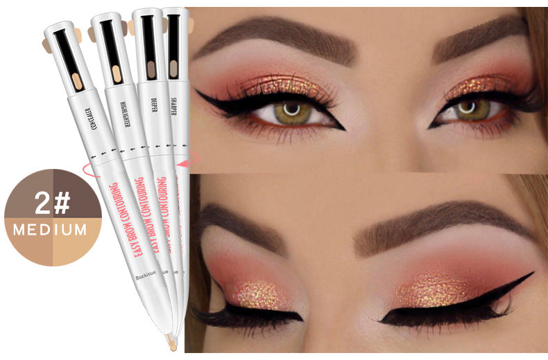 Digitaldistribution375 4-in-1 brow contour pen in medium, featuring concealer, highlighter, and brow shades.