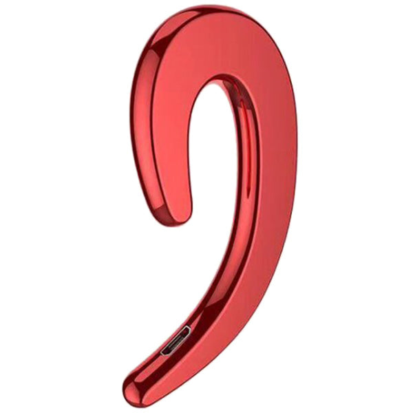 Shiny red, curved bone conduction Bluetooth sports earbud by Digitaldistribution375 with a visible charging port.