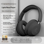 Matte black wireless gaming headset with memory foam ear cups, folding design, and Bluetooth 5.3 specifications.