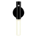 Black magnetic wall light with PIR motion sensor and vertical cylindrical frosted LED light bar.