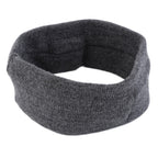 Dark gray, soft-knit sports music headband, isolated on a white background.
