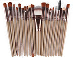 Digitaldistribution375 makeup brush set featuring tan wooden handles, copper ferrules, and soft brown and white bristles.