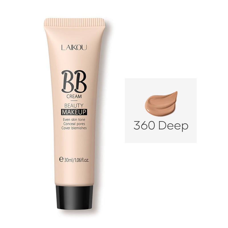LAIKOU 30ml BB cream tube in shade 360 Deep, featuring a beige plastic squeeze tube with a black cap.