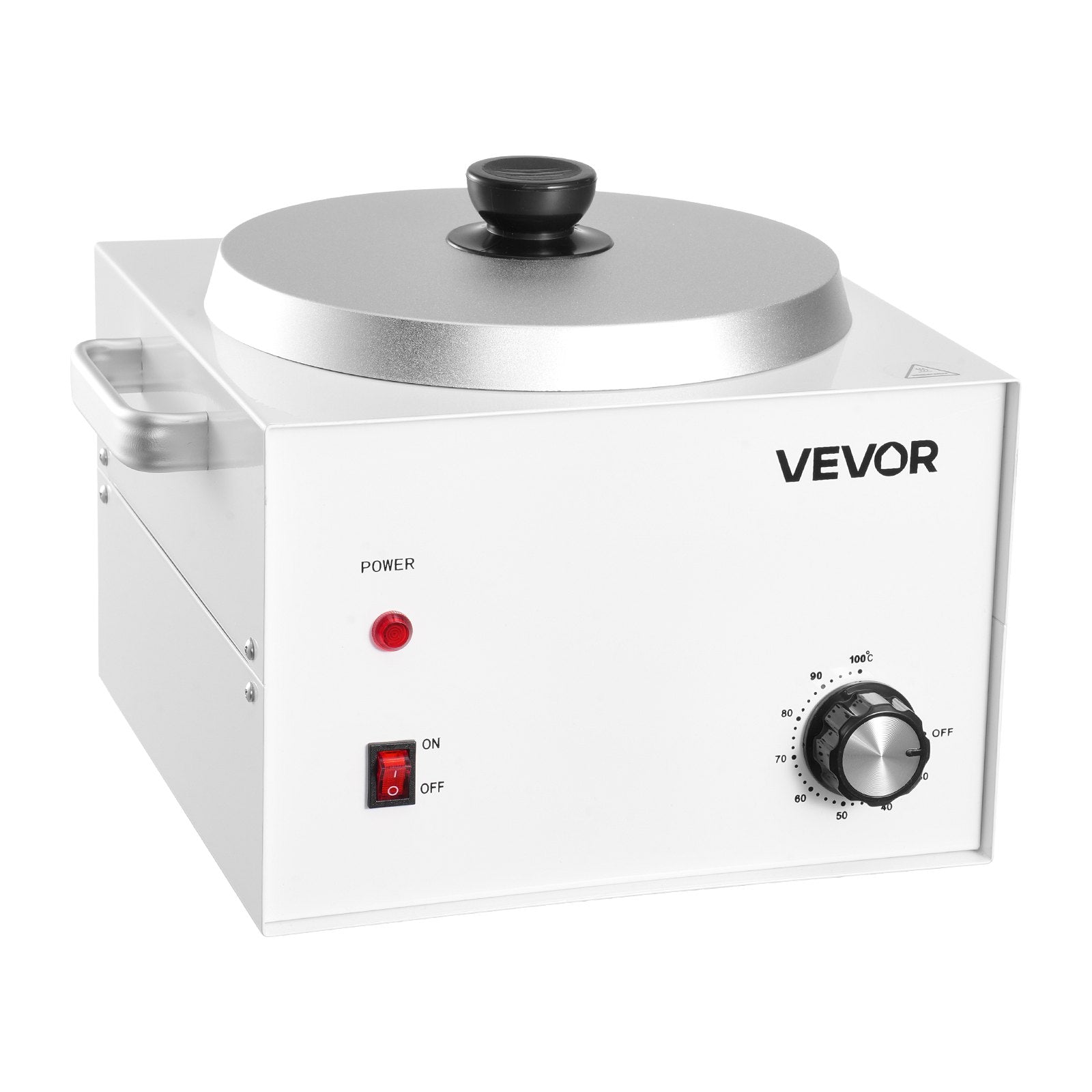 White 3000ml professional wax warmer with silver lid, side handles, power switch, and adjustable temperature dial.