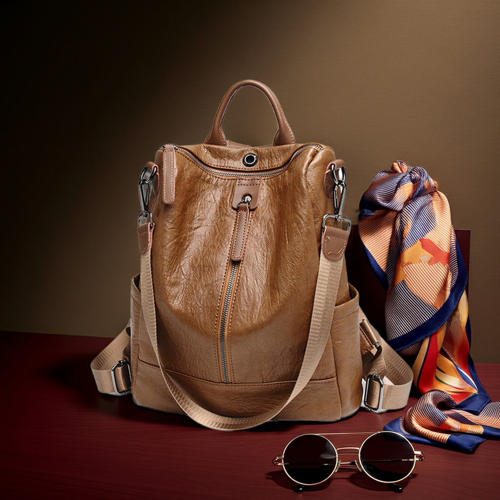 All-in-one multifunctional soft leather backpack