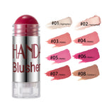 A Digitaldistribution375 blush stick with a cream dome and eight color swatches, ranging from highlighter to contour.