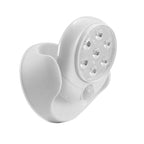 White wireless LED spotlight with a 90-degree adjustable head and integrated motion sensor on a sleek plastic base.