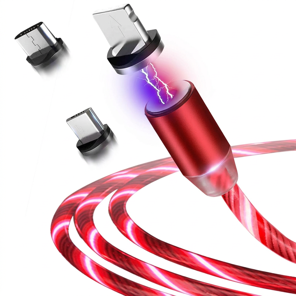 Apple-red magnetic charging cable