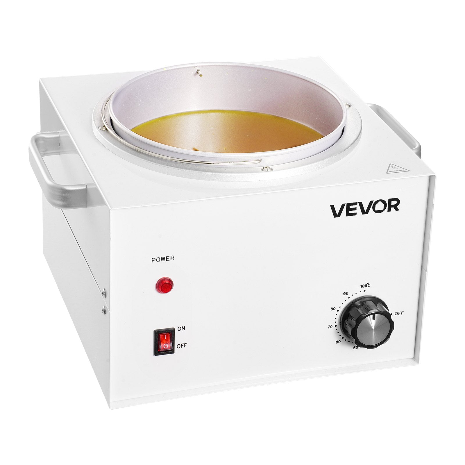 White 3000ml professional wax warmer with internal pot, temperature dial, power switch, and side handles.