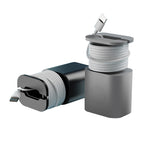 Grey silicone protective covers for Apple power adapters with built-in slots to wrap and organize charging cables.