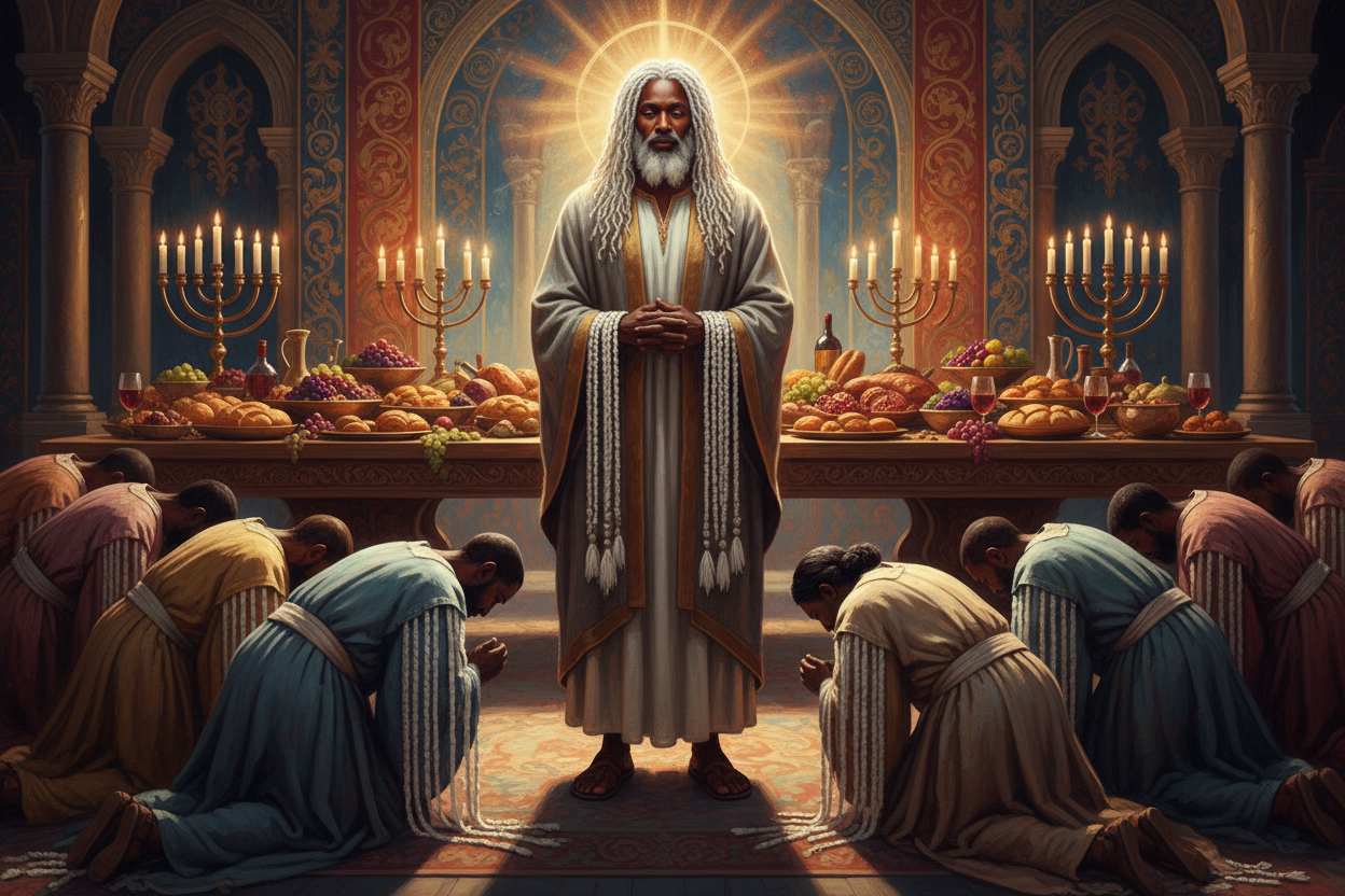 Bowing Before Christ with Tzitzit Fringes