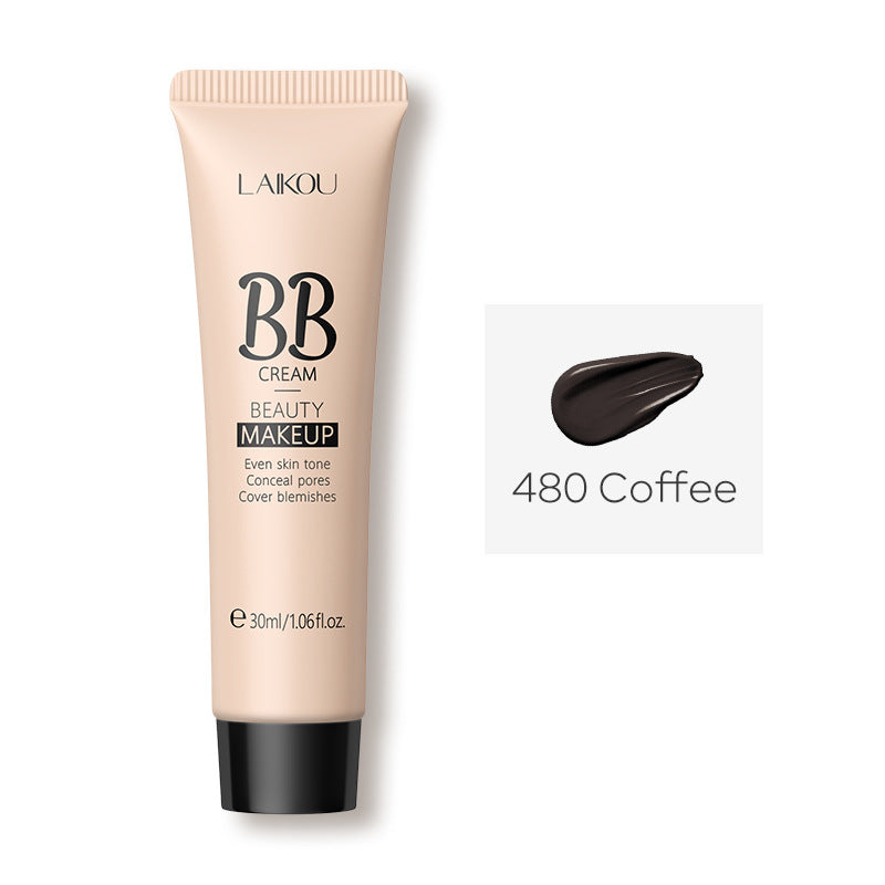 Laikou 30ml BB cream tube in shade 480 Coffee with a dark brown product swatch on a white background.