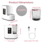 White and rose gold automatic makeup brush cleaner with digital display, silicone mat, clear basin, and USB cable.