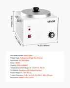 White 3000ml professional wax warmer with metal lid, power switch, and adjustable temperature dial.