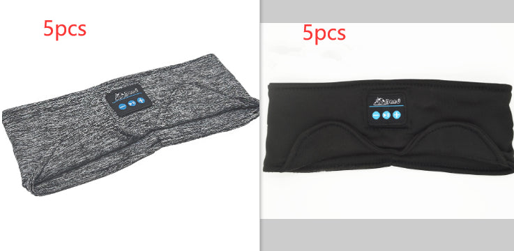 Grey heather and black fabric Bluetooth sleep headbands with built-in music control panels and eye mask functionality.
